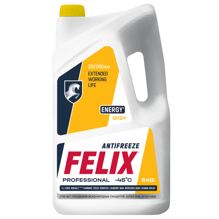 Антифриз FELIX Energy (-45С), G12 желтый 5кг