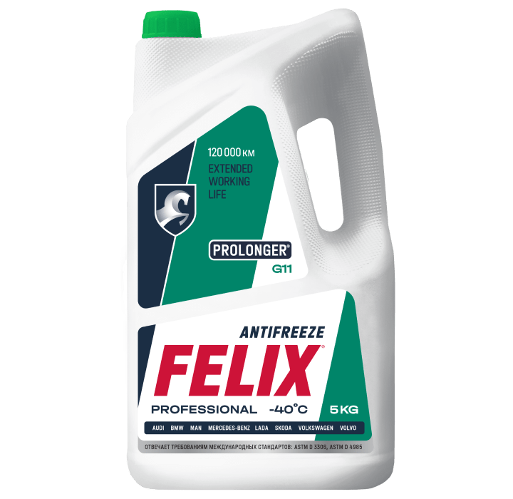 Антифриз FELIX Prolonger (-45С), G11 зеленый, 5кг