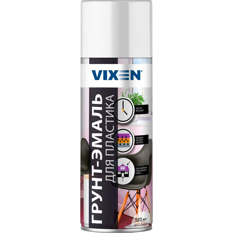 VIXEN RAL 9003 Грунт-эмаль для пластика Белый матовый 520мл