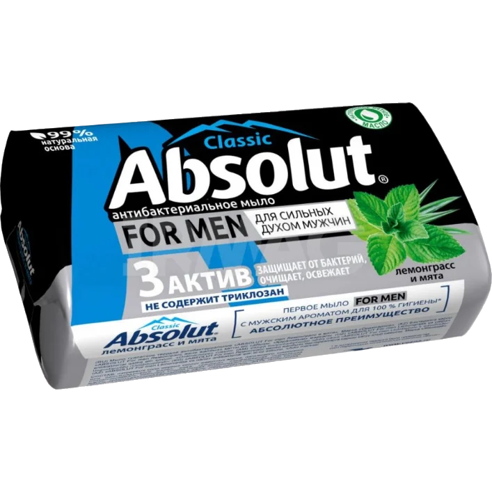 Мыло туалетное твердое "ABSOLUT" For men Лемонграсс и мята 90г