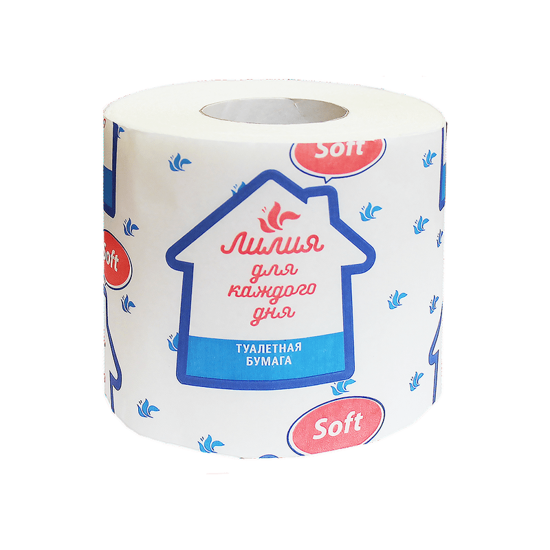 Туалетная бумага Лилия Soft 1 слой, с втулкой 24 рулона