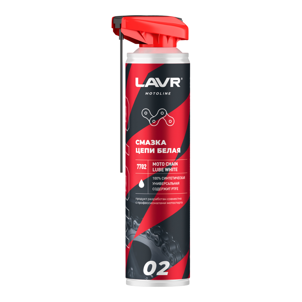 7702 LAVR MOTOLINE Смазка цепи белая для мотоциклов 520мл