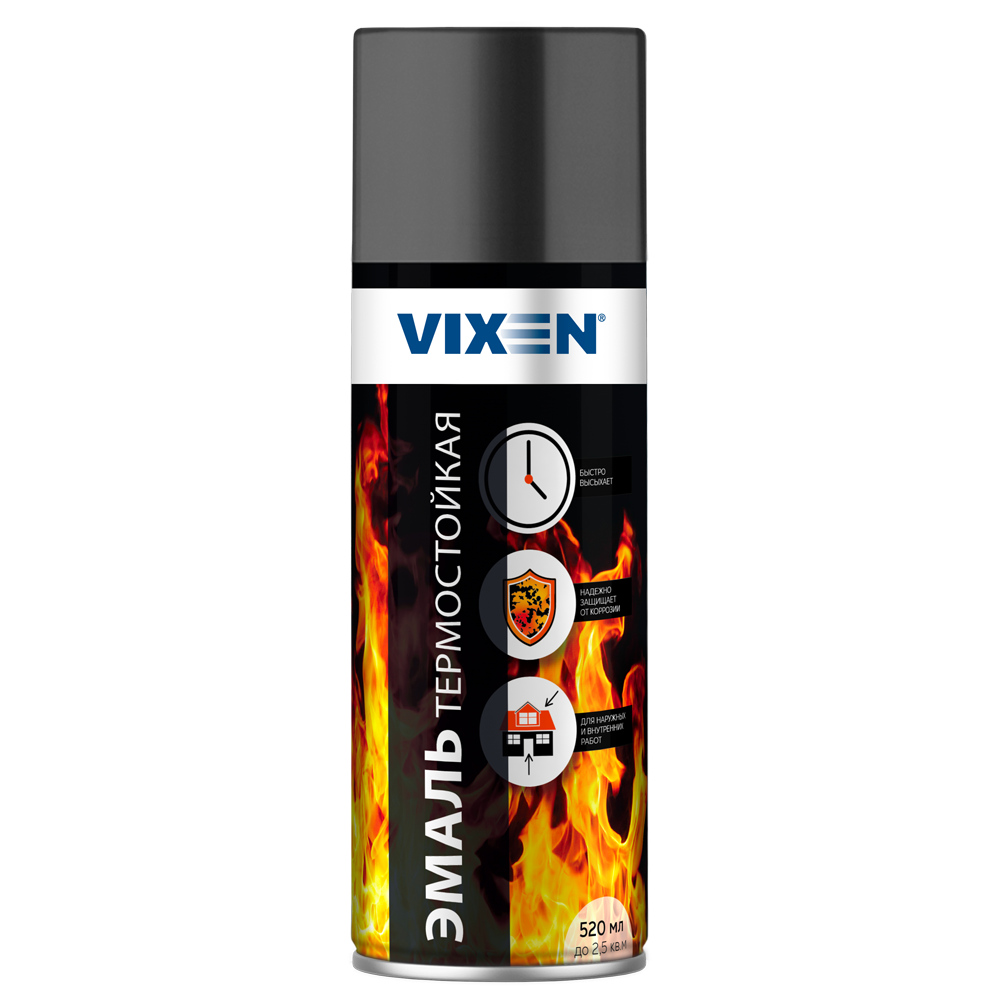 VIXEN Эмаль термостойкая, графит 520мл