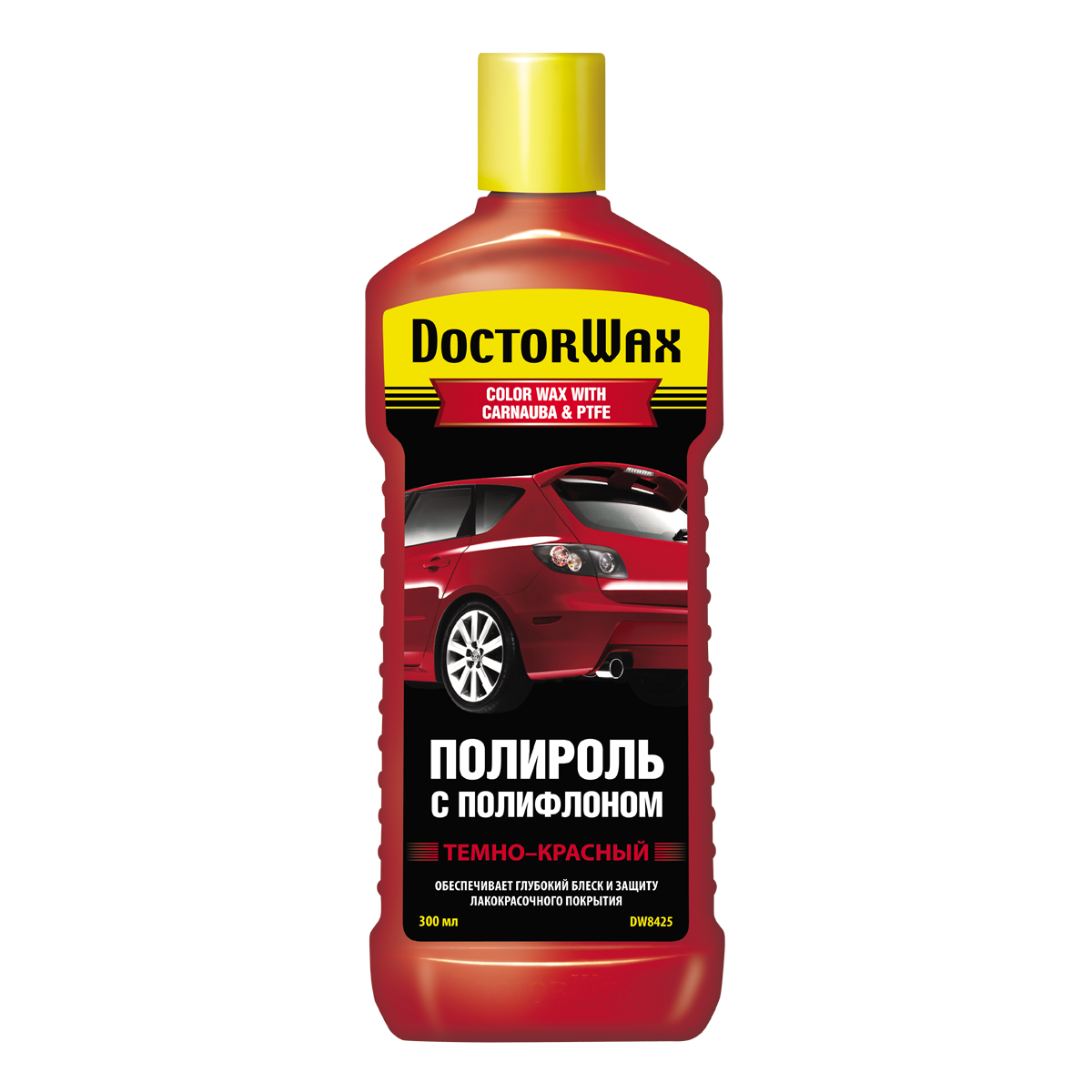 Doctor Wax Цветная полироль с полифлоном темно-красная DARK RED/ COLOR WAX WITH CARNAUBA