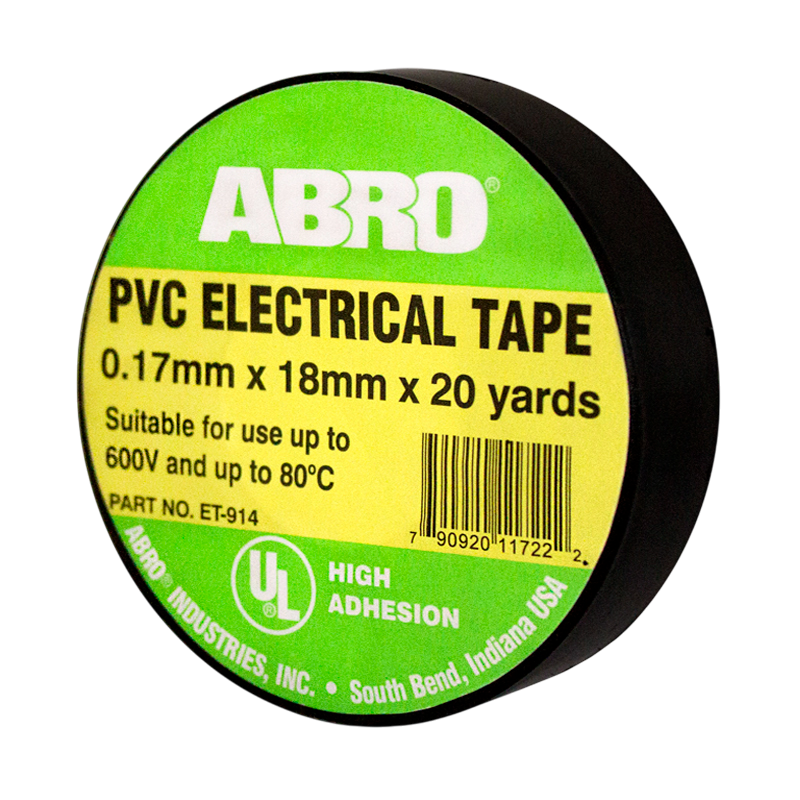 "ABRO" Изолента термостойкая ЕТ-914-BLK-R 0,18*20yd черная 18,2м