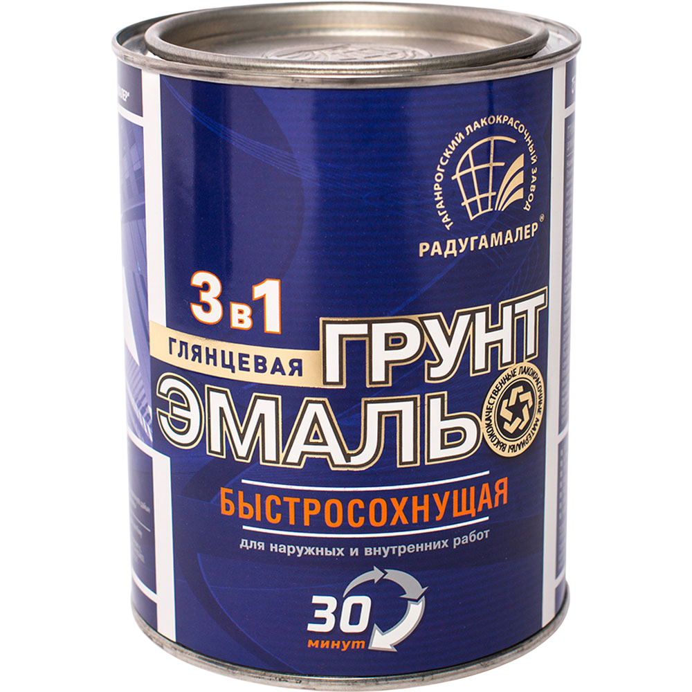 Радуга Грунт-эмаль быстросохнущая 3 в 1 белая 900г