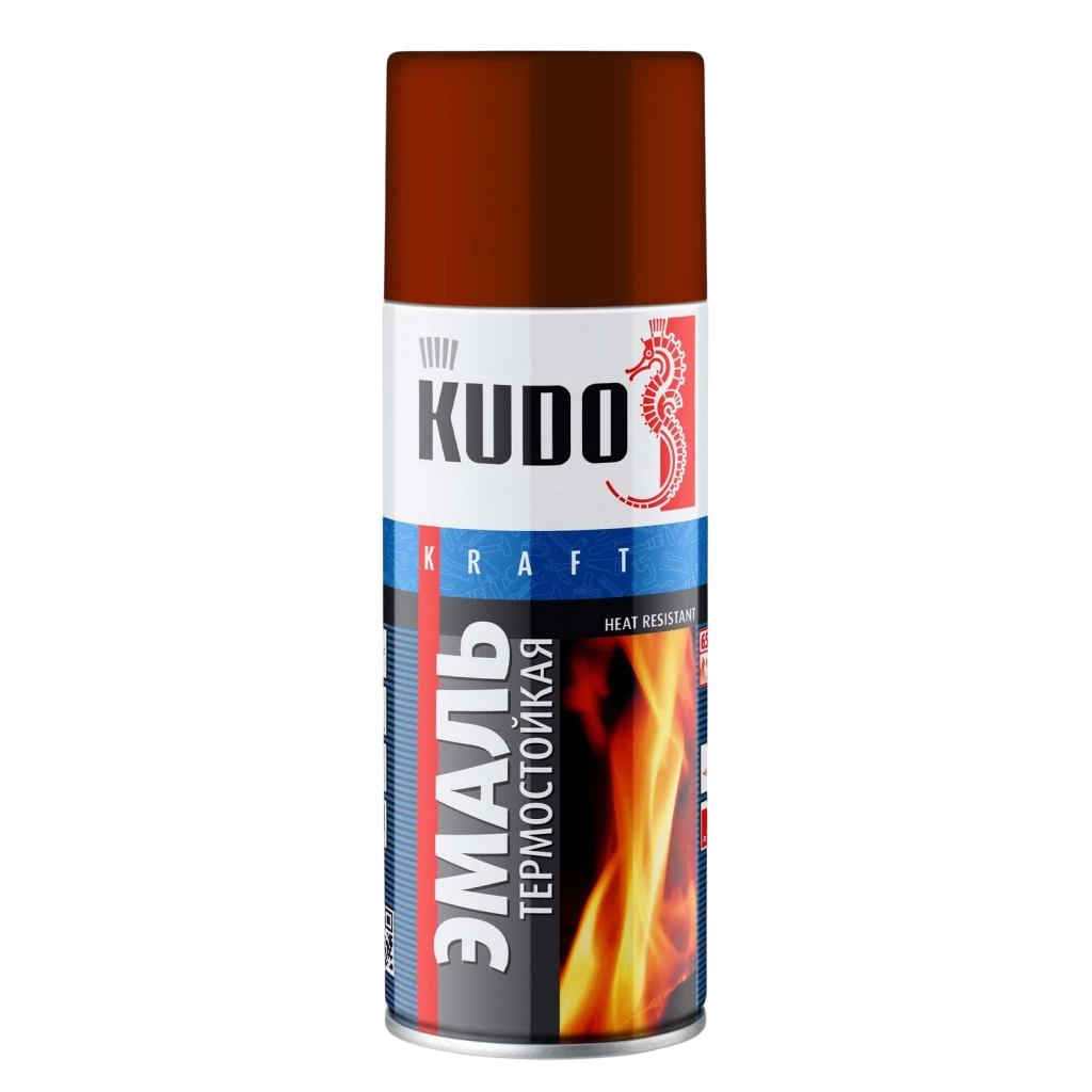 Эмаль KUDO термостойкая красно-коричневая до 600°С №5006 520мл