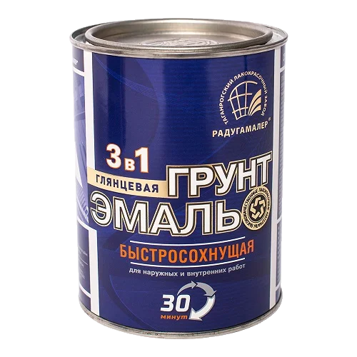 Радуга Грунт эмаль по ржавчине 3 в 1 синяя быстросохнущая 900г