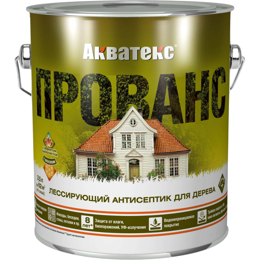 Акватекс ПРОВАНС Инновационный лессирующий антисептик для дерева Белый, Рогнеда 2,5л