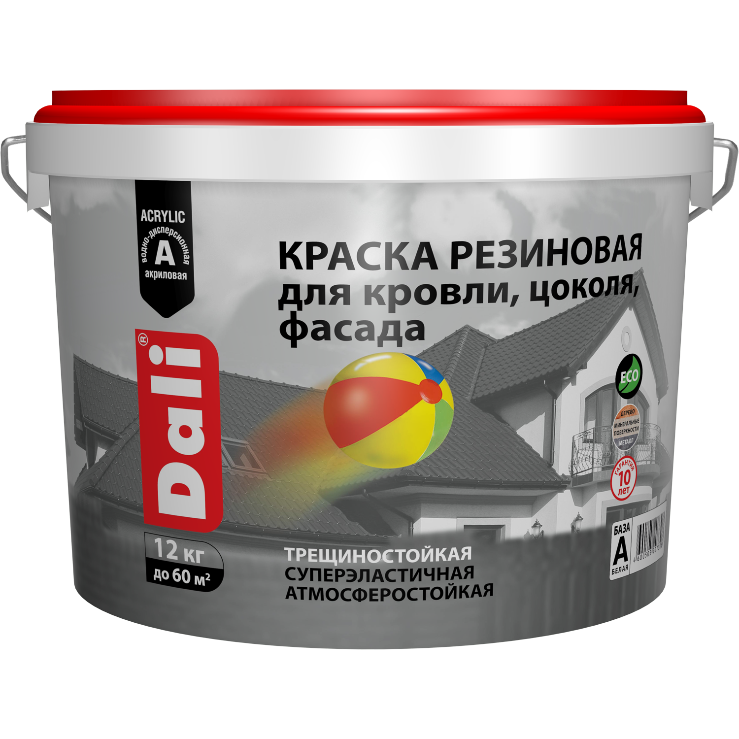 Краска резиновая для кровли, цоколя, фасада DALI База А Рогнеда 12кг