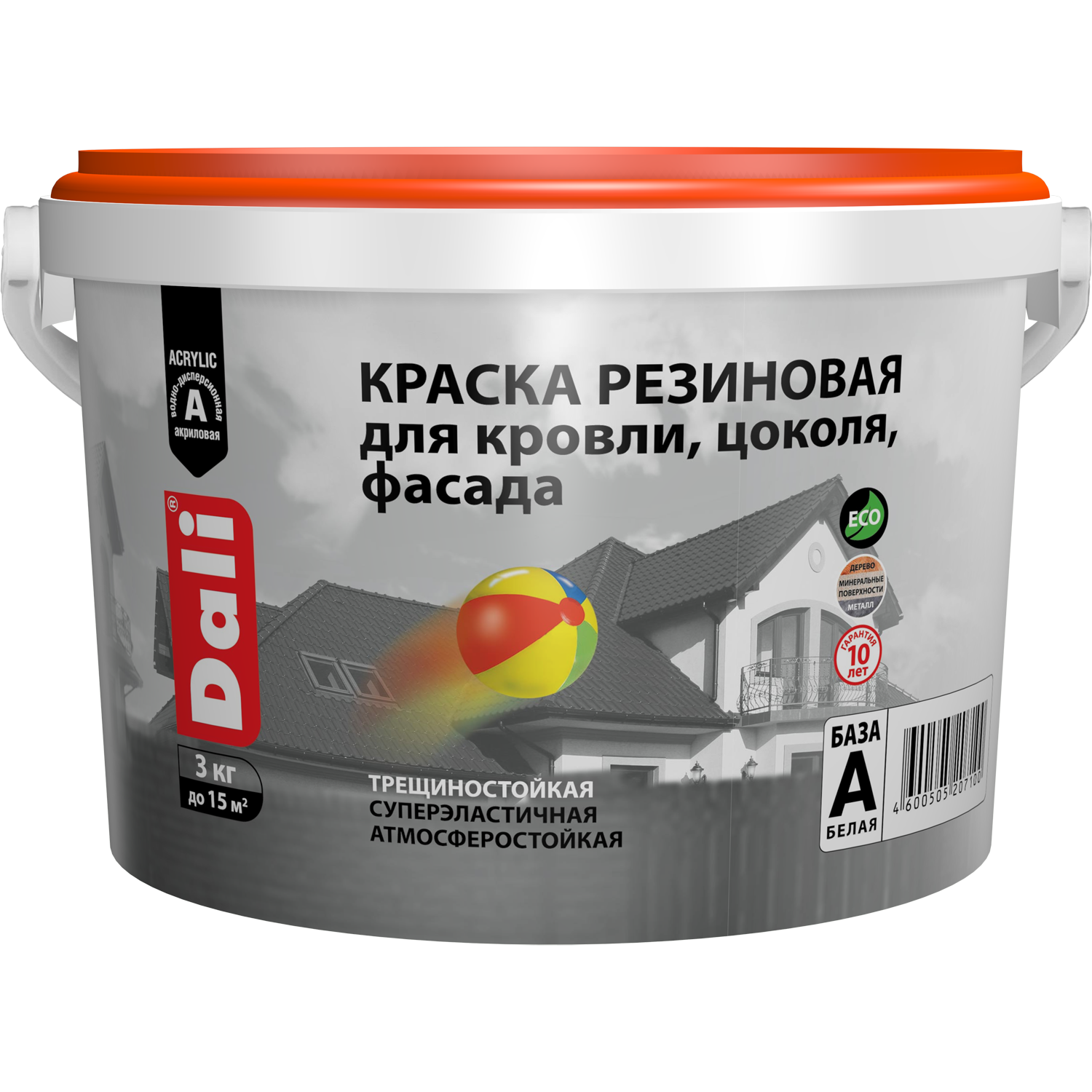 DALI Рогнеда серый 3 кг — Краска резиновая для кровли, цоколя, фасада