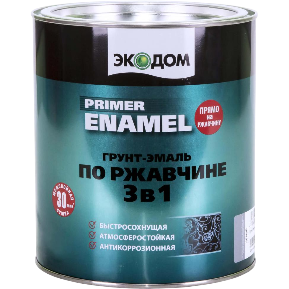 Эмаль по ржавчине ЭКОДОМ коричневый RAL8017 Рогнеда 2,2кг