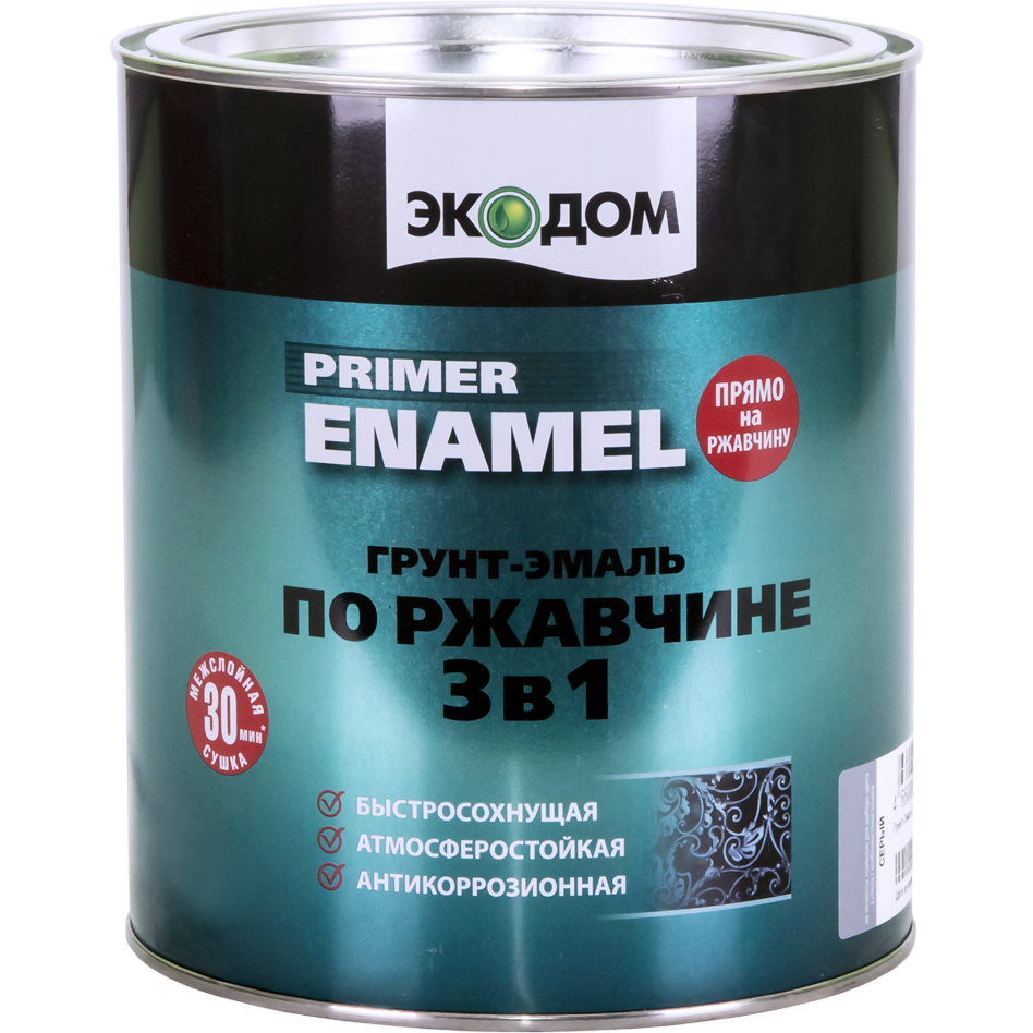 Эмаль по ржавчине ЭКОДОМ коричневый RAL8017 Рогнеда 900г