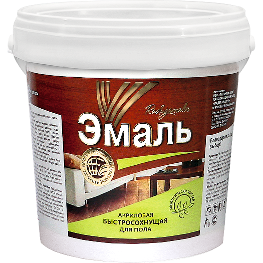 Эмаль для пола Радуга акриловая красно-коричневая 0,9кг
