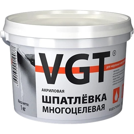 ВГТ Шпатлевка воднодисперсионная многоцелевая для наружных и внутренних работ 1кг