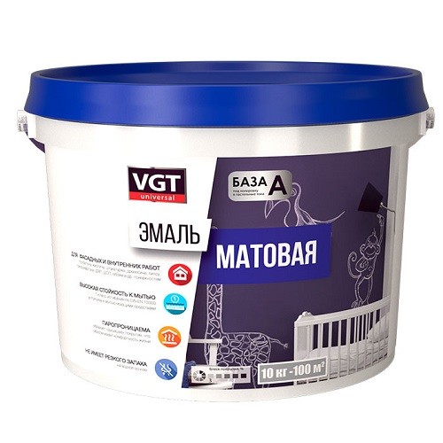 ВГТ эмаль универсальная матовая черная RAL 9005 1кг