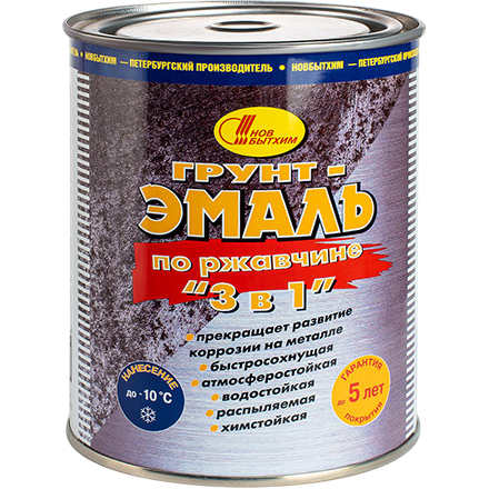 НБХ Грунт-эмаль по ржавчине "3 в 1" белая полуматовая 3л