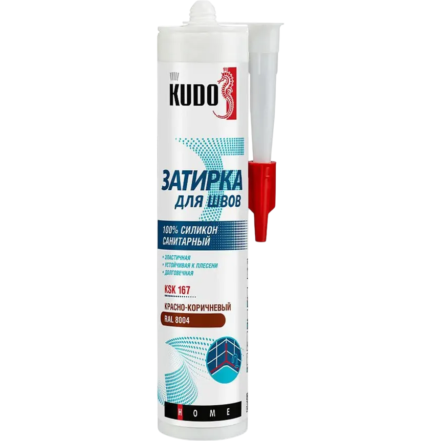 Кудо Герметик-затирка для швов силиконовый санитарный красно-коричневый 280мл