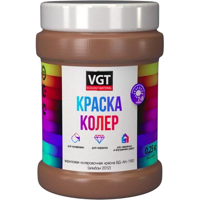 ВГТ Краска колеровочная для водно-дисперсионных красок светло-коричневый 250г