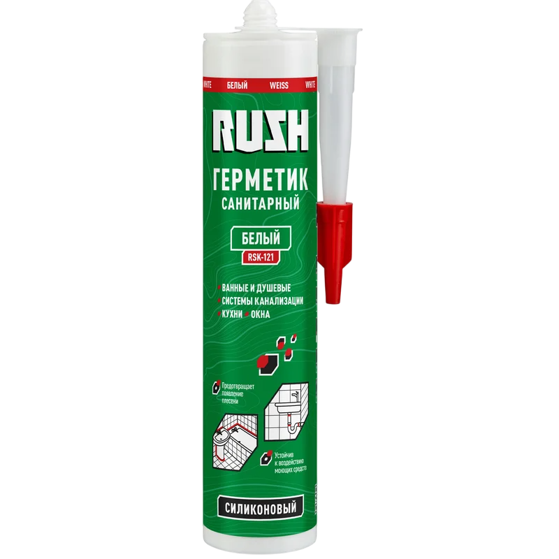 RUSH RSK-121 Герметик силиконовый санитарный, белый 240мл