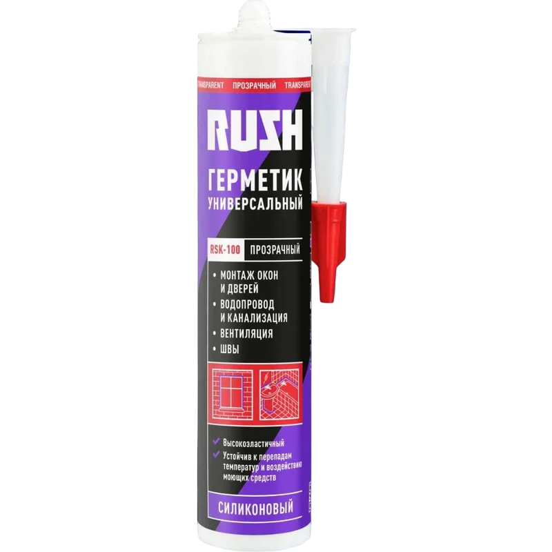 RUSH RSK-100 Герметик силиконовый универсальный прозрачный 240мл
