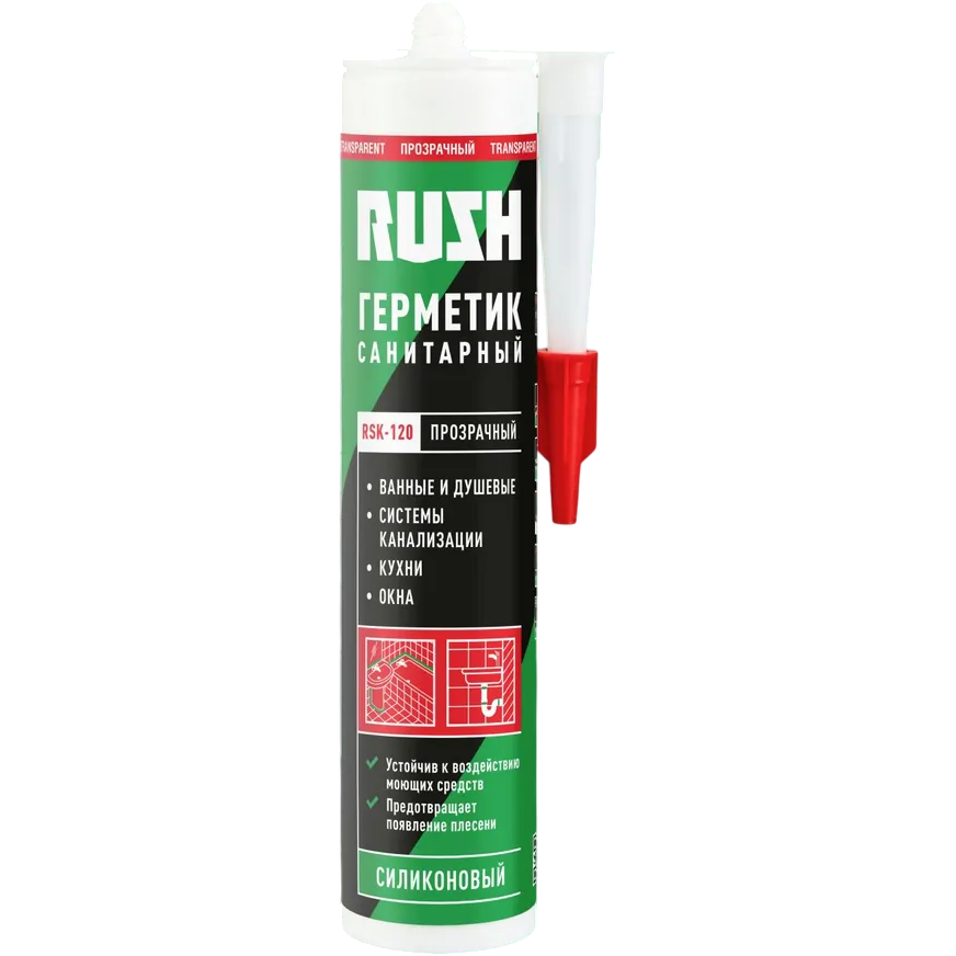 RUSH RSK-120 Герметик силиконовый санитарный, прозрачный, 240мл