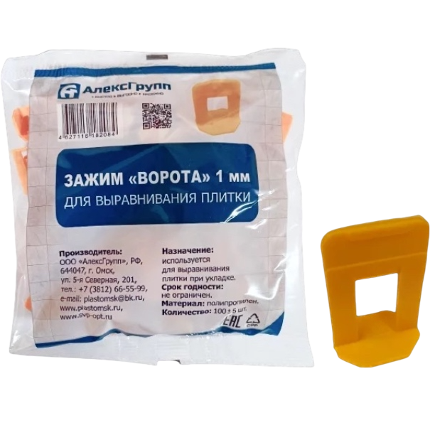 Стойка-зажим "ВОРОТА" для выравнивания плитки 1мм, 100шт