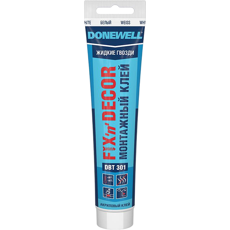 DONEWELL FIX-N-DECOR Клей монтажный «жидкие гвозди» акриловый морозостойкий 85мл