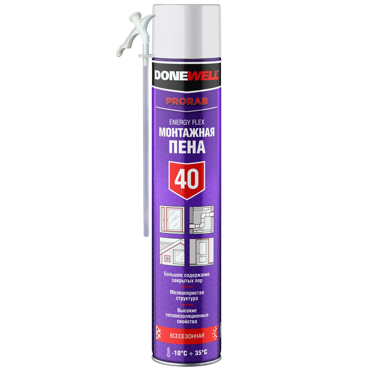 DONEWELL ENERGY FLEX 40 Пена монтажная бытовая всесезонная 1л