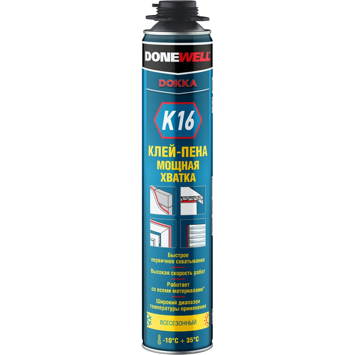 DONEWELL DOKKA K16 Клей-пена конструкционный «МОЩНАЯ ХВАТКА» 1л