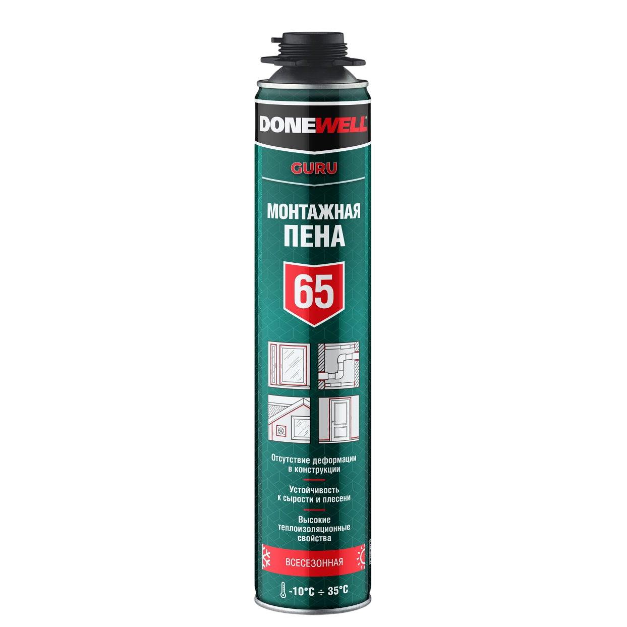 DONEWELL 65 Пена полиуретановая монтажная профессиональная всесезонная 1л