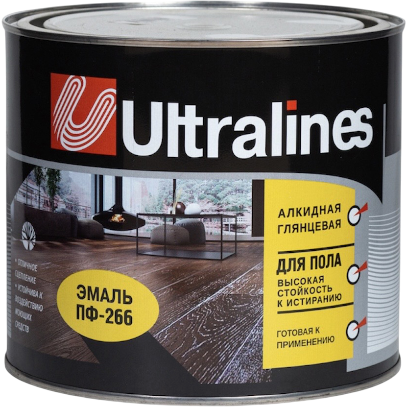 Радуга Ultra Lines Эмаль ПФ-266 алкидная для пола желто-коричневая 1,8кг