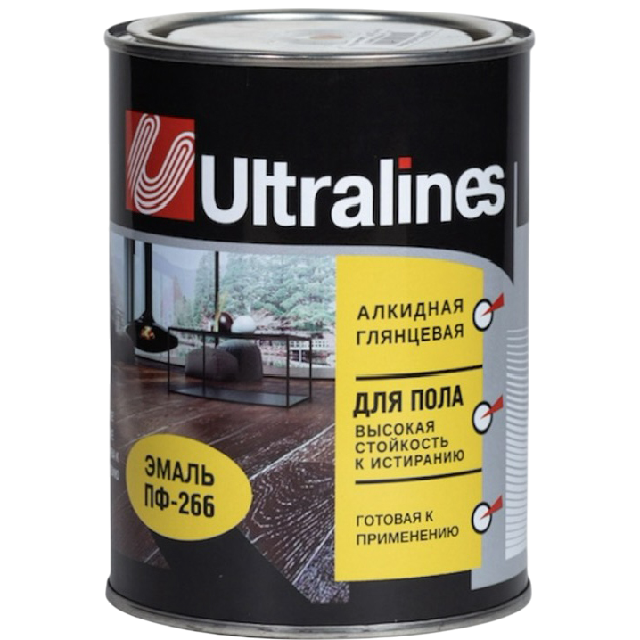 Радуга Ultra Lines Эмаль ПФ-266 алкидная для пола желто-коричневая 800г