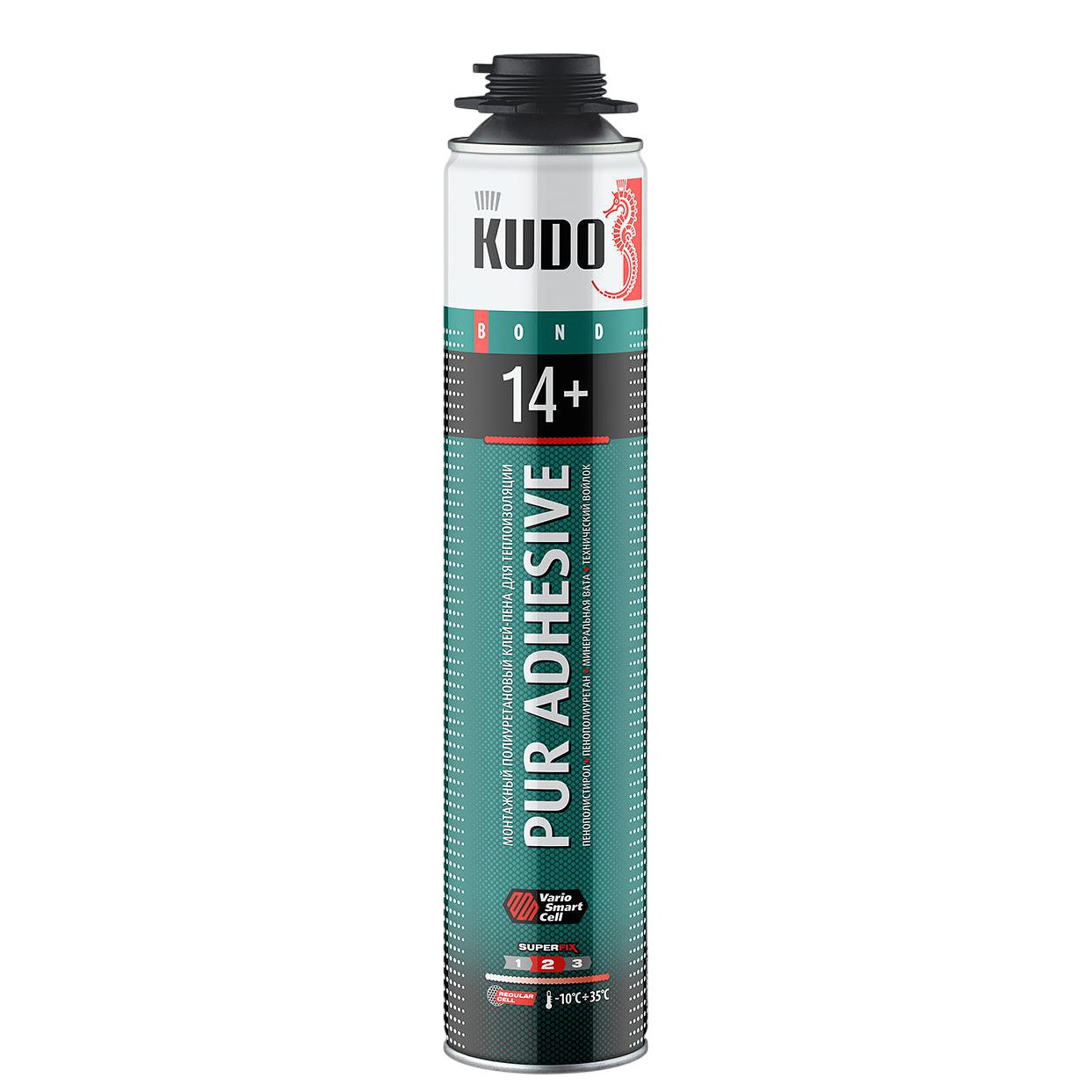 Кудо PUR ADHESIVE PROFF 14+ Клей-пена монтажный для теплоизоляции 1л