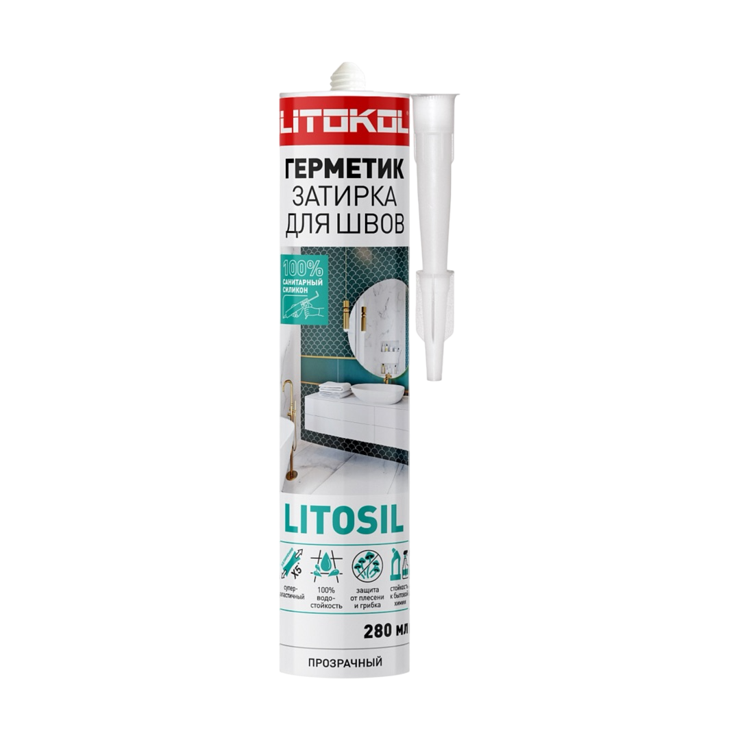 LITOSIL Герметик-затирка Литокол силиконовый санитарный бежевый 280мл