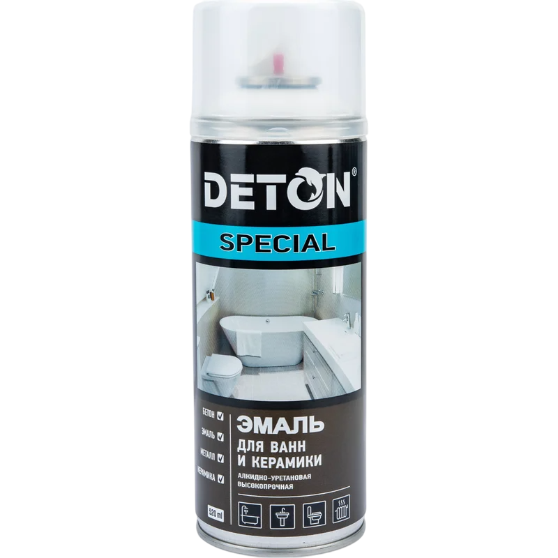 DetonSpec Аэрозоль Эмаль для ванн и керамики белая 520мл