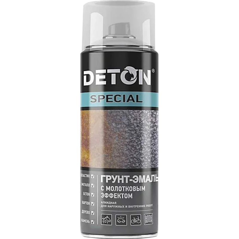 DetonSpec Аэрозоль Эмаль молотковая серая 520мл