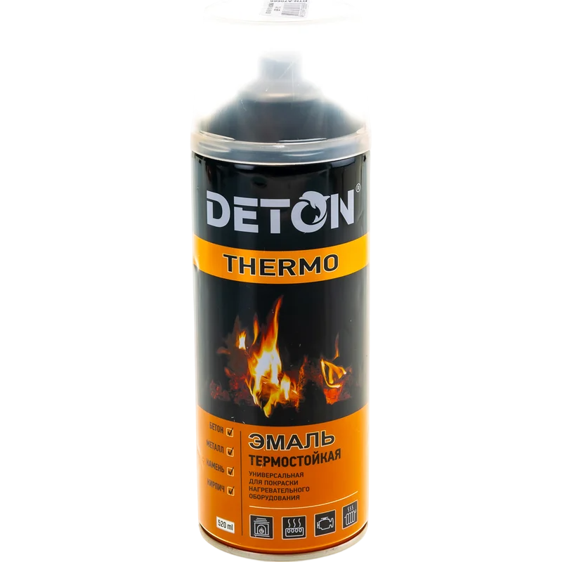 Deton Thermo Аэрозоль эмаль термостойкая чёрная 520мл