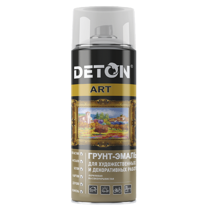 Deton ART АК грунт-эмаль чёрная матовая 520мл