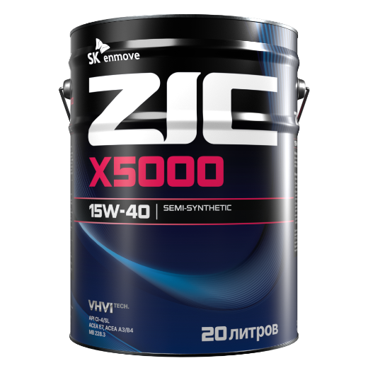ZIC X5000 15W-40 полусинтетическое моторное масло 20л