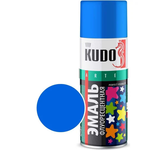 KUDO Краска спрей голубая KU-1202 флуоресцентная 520мл
