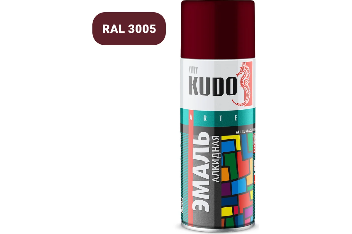 KUDO Краска спрей бордовая универсальная KU-10045 520 мл RAL 3005