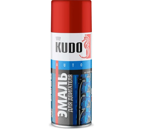 KUDO Эмаль спрей для двигателя красная KU-5134  520мл