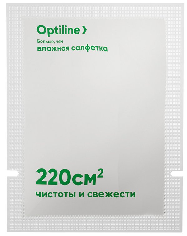 Салфетка влажная в индивидуальной упаковке "Освежающая" Optiline *1000