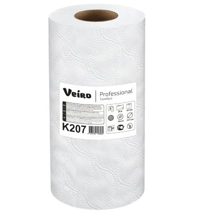 Полотенца бумажные в рулонах Veiro Professional Comfort K207 2-слойные белые 50 листов (2 рулона в упаковке)