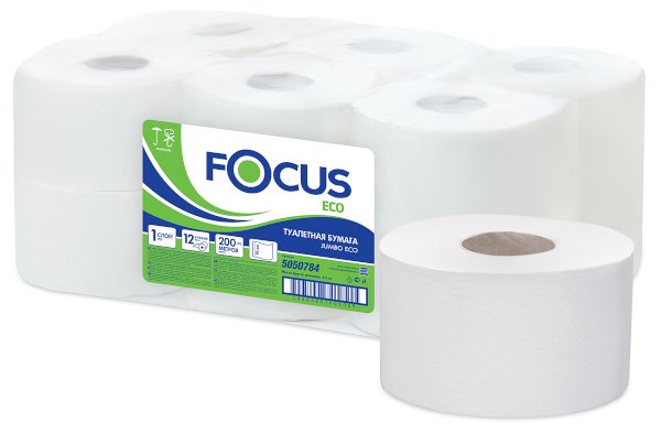Туалетная бумага  200м 1слой белая Focus  *12