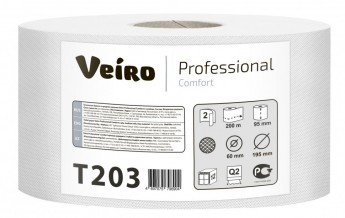 Туалетная бумага Veiro Professional Comfort T203 2-слойная белая 200м (12 рулонов в упаковке)