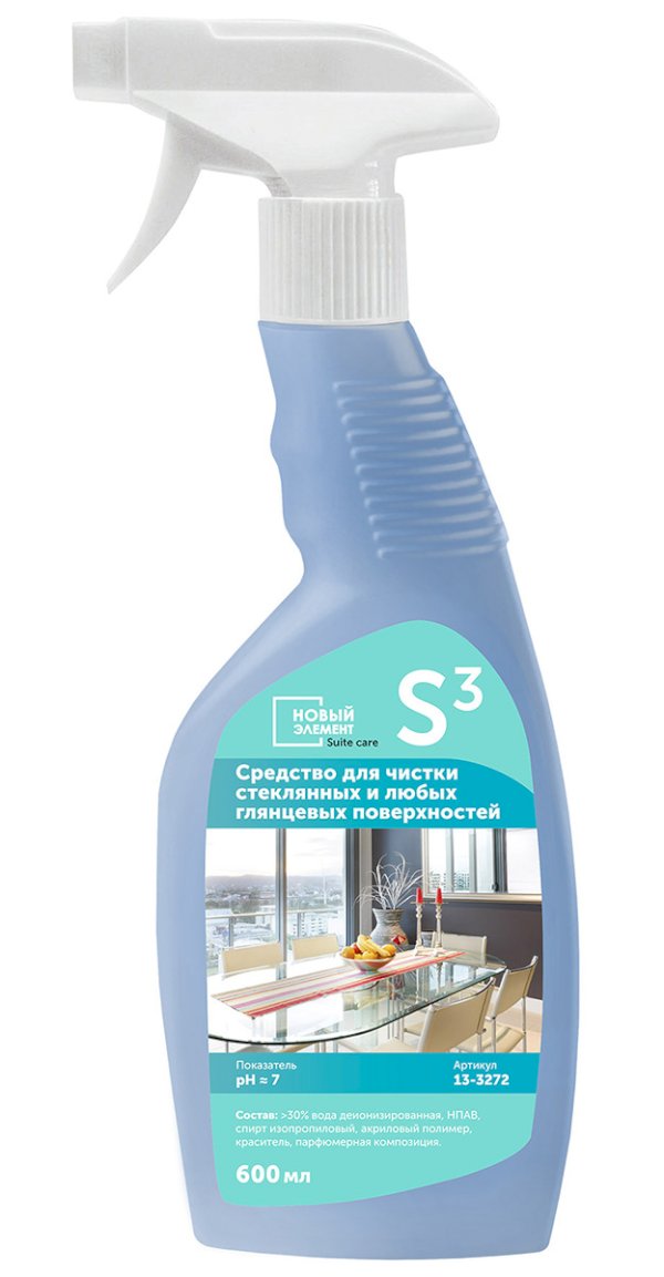 Новый Элемент Suite care S3 Моющее средство для стеклянных и других поверхностей 600мл *12