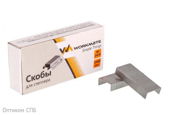 Скобы №24/6 Workmate оцинкованные, 1000 штук в упаковке *10/500
