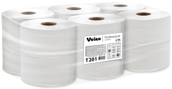 VEIRO: Т.Б. в больших рулонах Professional Comfort 1сл, 200м, 12рул/уп, белая, рул